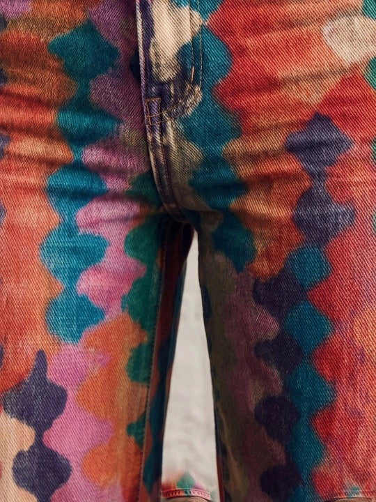 Vintage Print Wide-Leg Trousers - Statement Pattern Fit