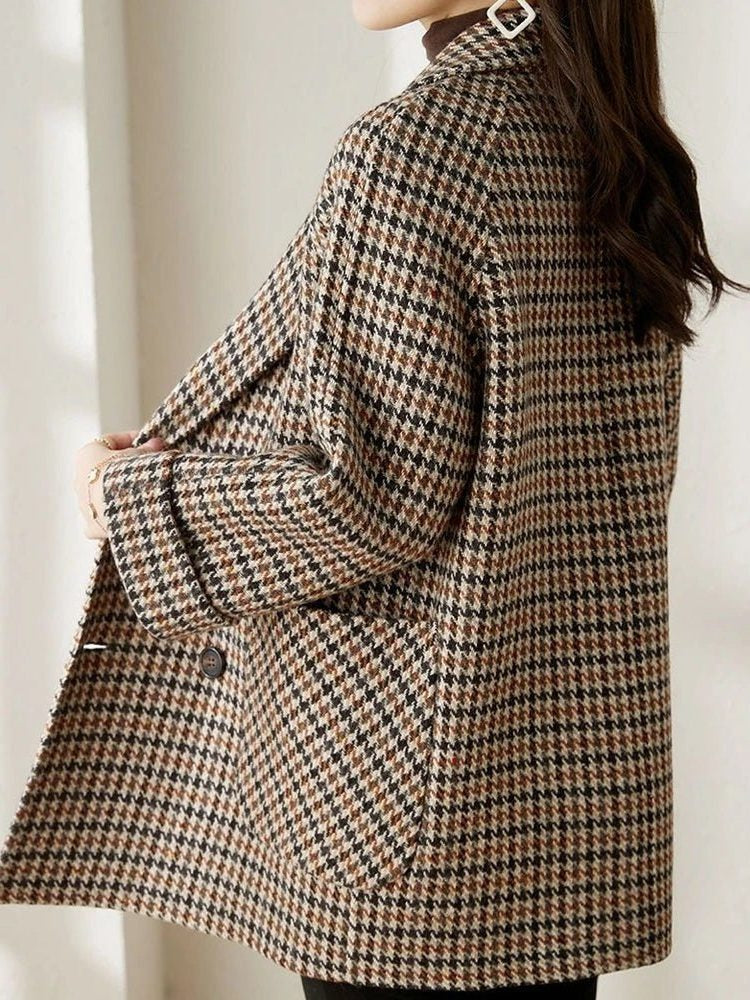 Houndstooth Blazer Coat Oversized