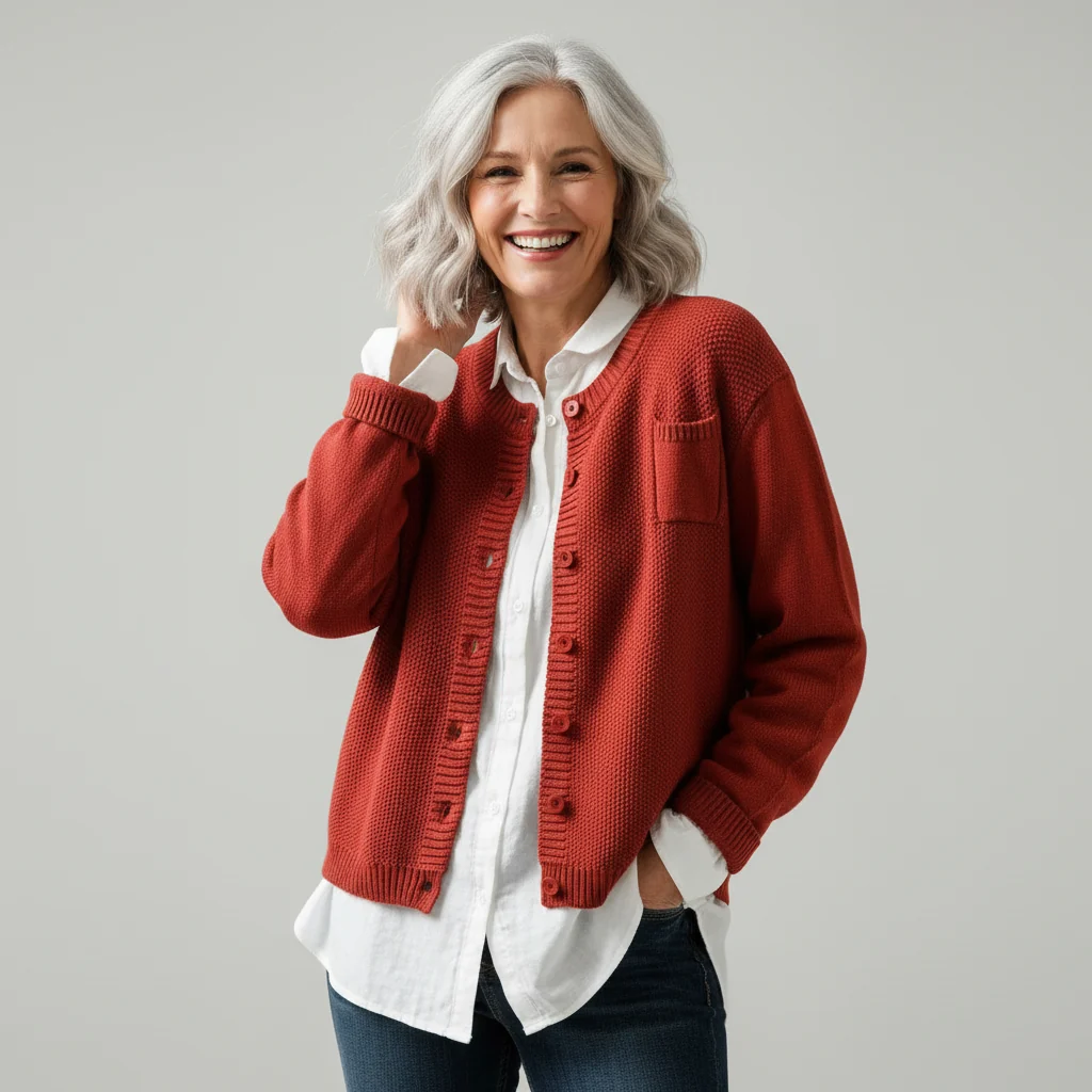 Women's Cozy Knit Cardigan Button Front Soft Touch