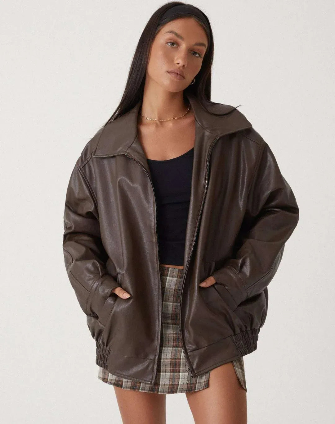 Oversized Faux Leather Jacket