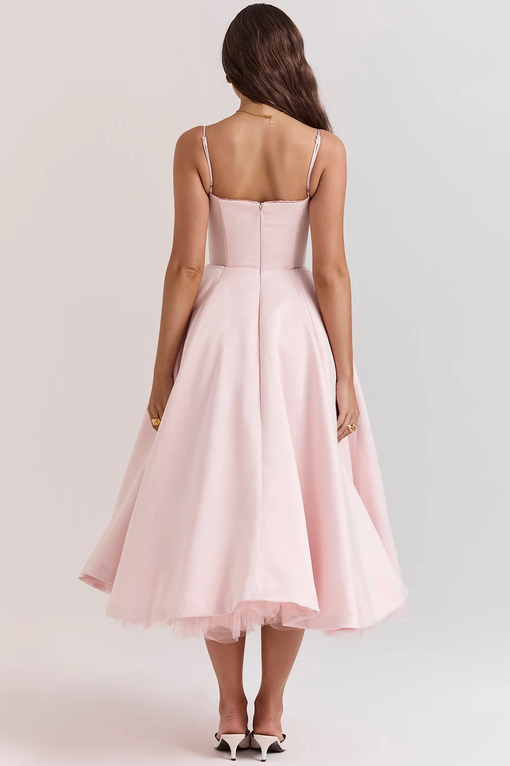 Elegant Royale Dress Boned Corset Midi Sweetheart Neckline