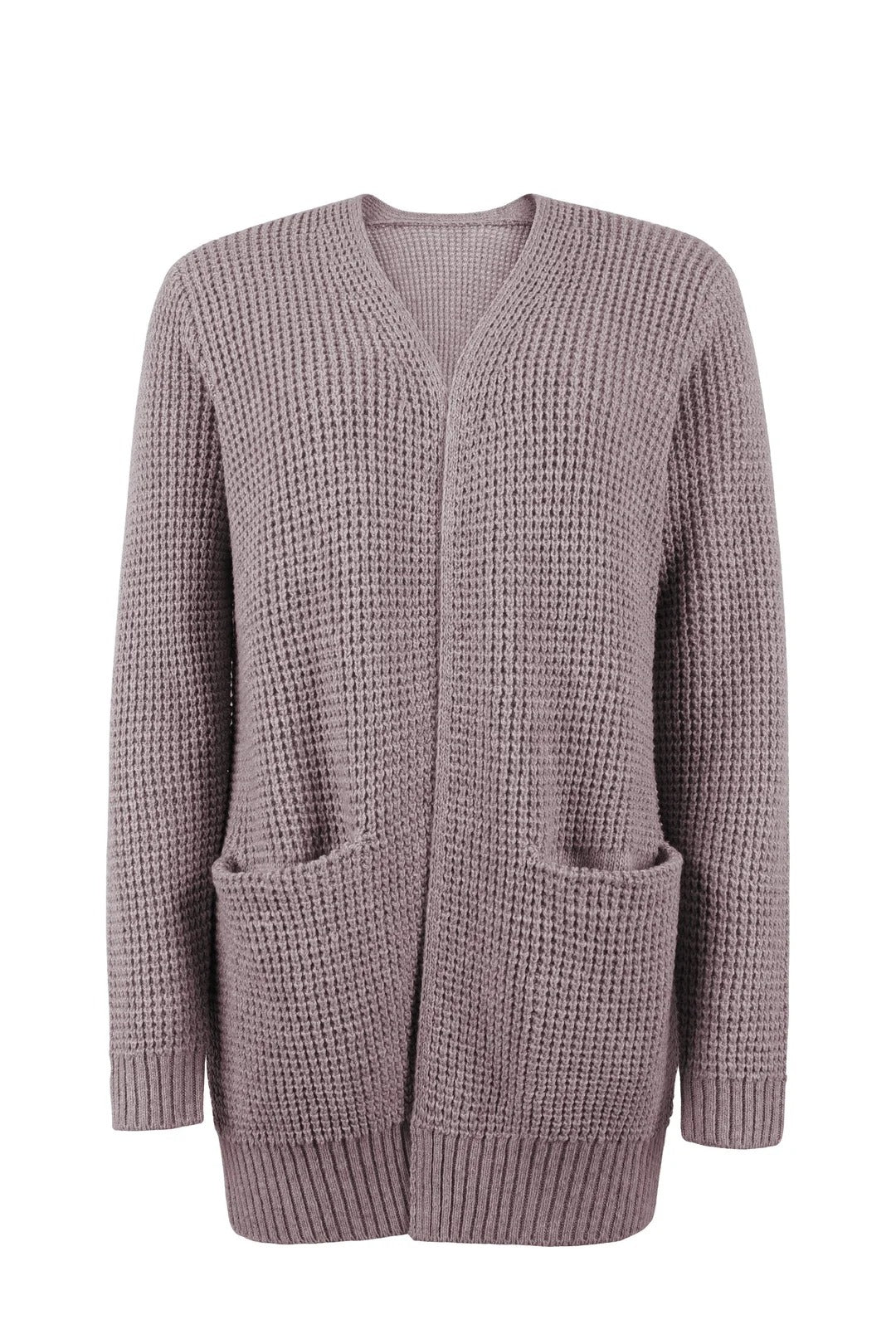 Women's Open Front Knit Cardigan Waffle-Knit Breathable