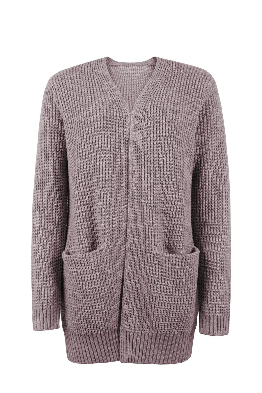 Women's Open Front Knit Cardigan Waffle-Knit Breathable