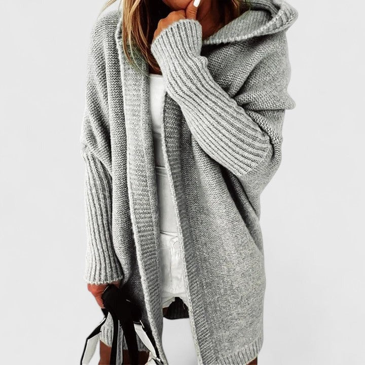 Rosalynne Oversized Cardigan Large Hood Knee-Length