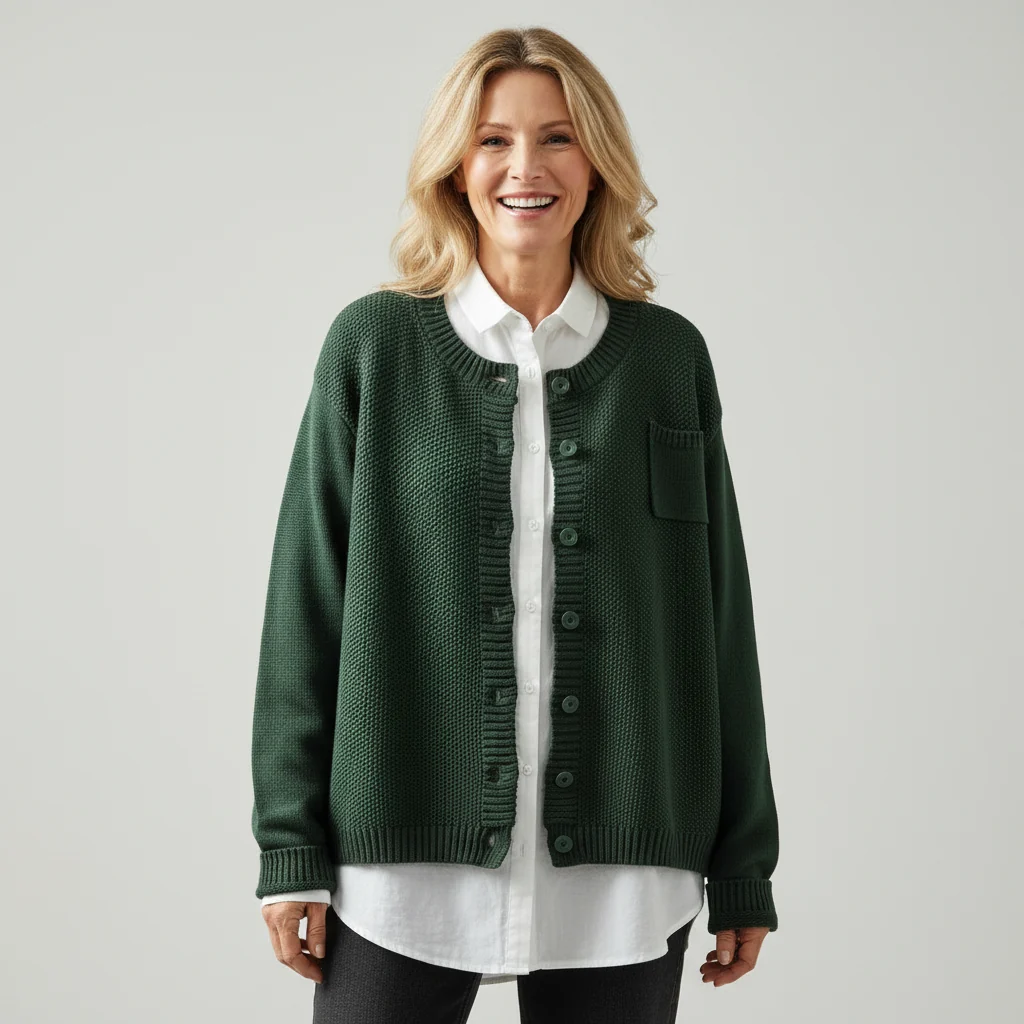 Women's Cozy Knit Cardigan Button Front Soft Touch