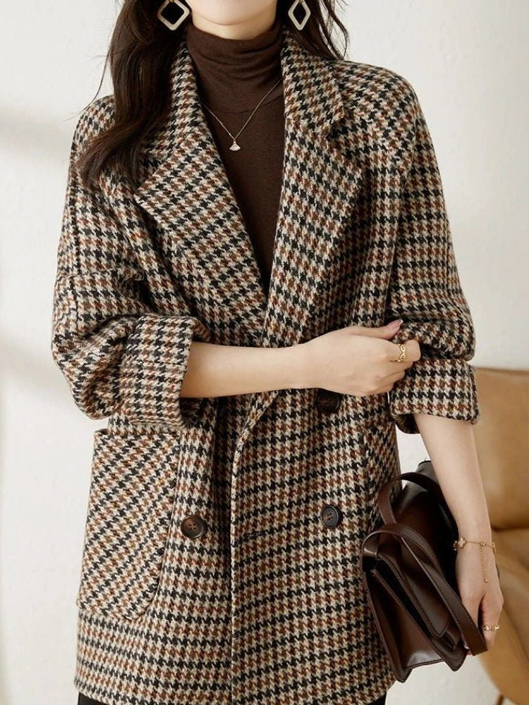 Houndstooth Blazer Coat Oversized