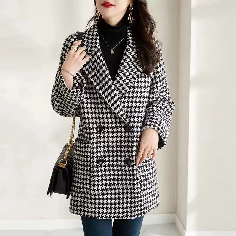Houndstooth Blazer Coat Oversized