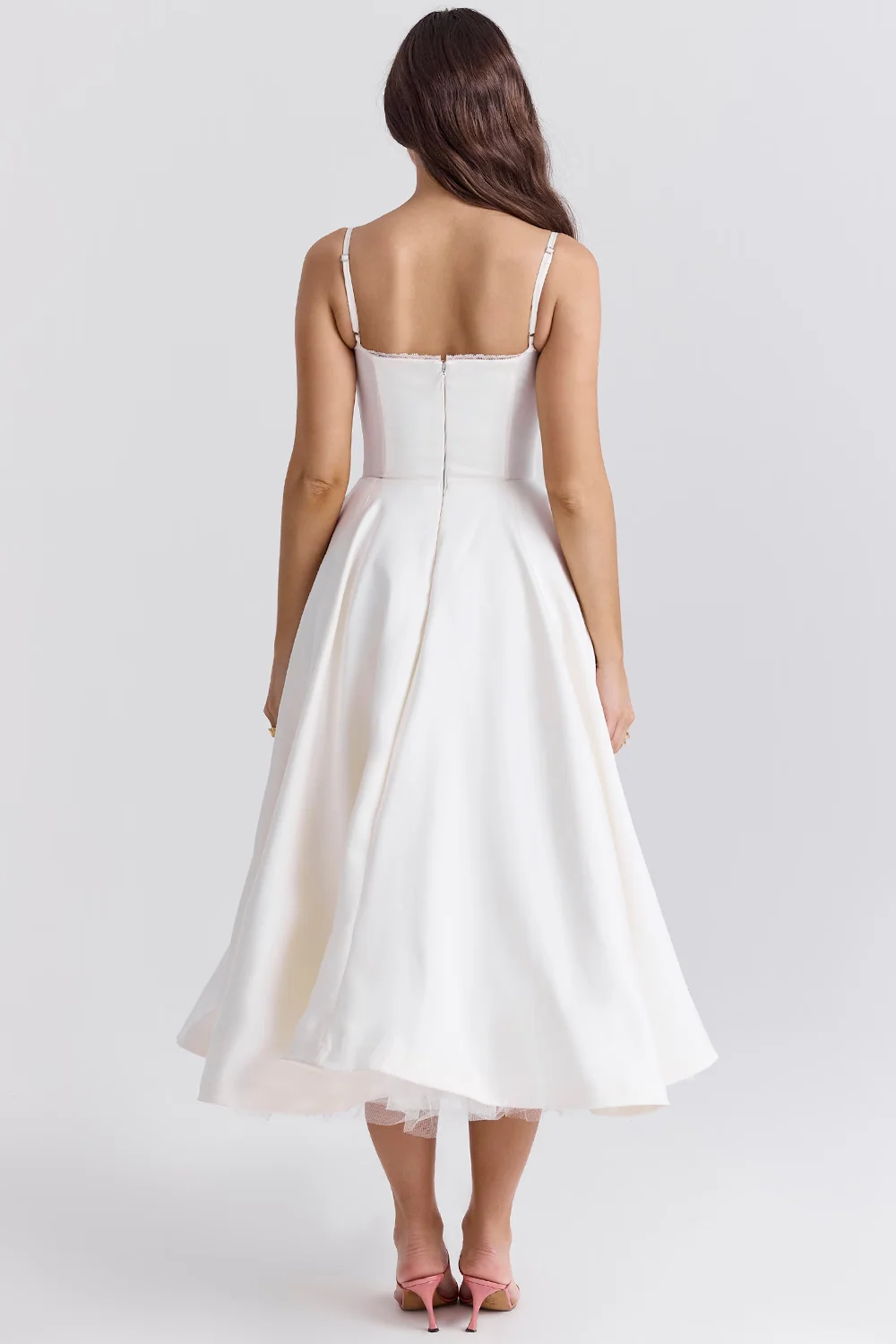 Elegant Royale Dress Boned Corset Midi Sweetheart Neckline