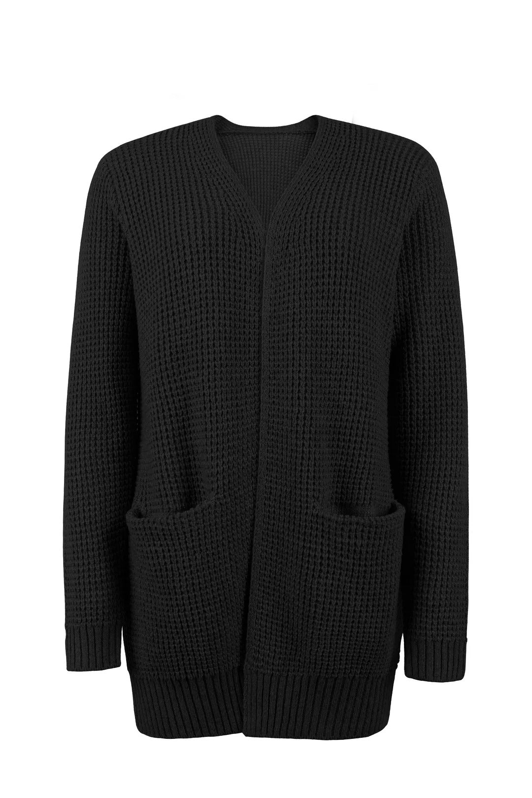 Women's Open Front Knit Cardigan Waffle-Knit Breathable