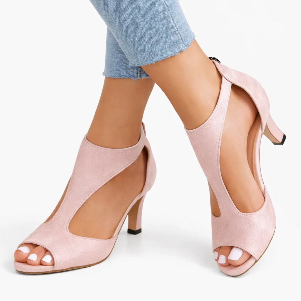 Women's Cut-Out Heeled Sandals - Wearable Event Height