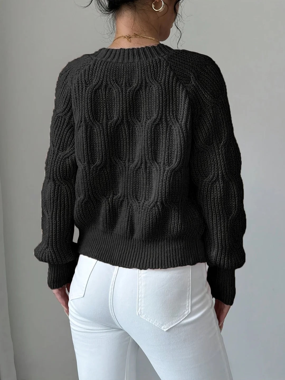 Women's Soft Bow-Detail Long Sleeve Cardigan Cable-Knit