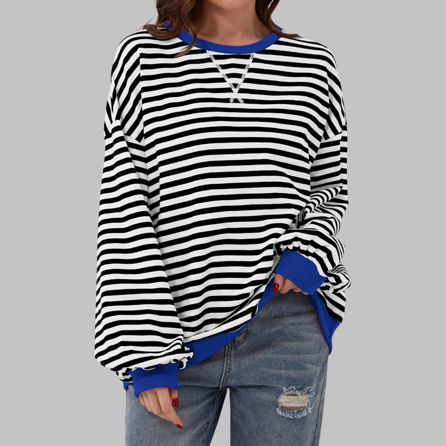 Striped Round Neck Sweatshirt