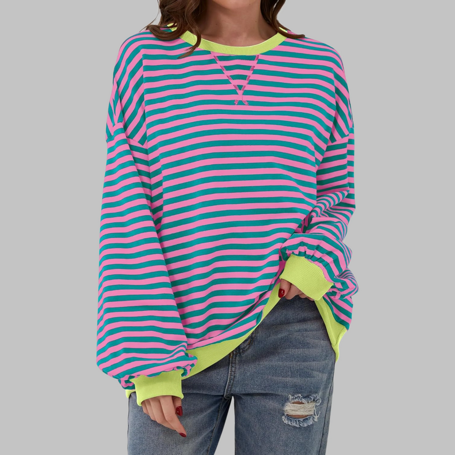 Striped Round Neck Sweatshirt