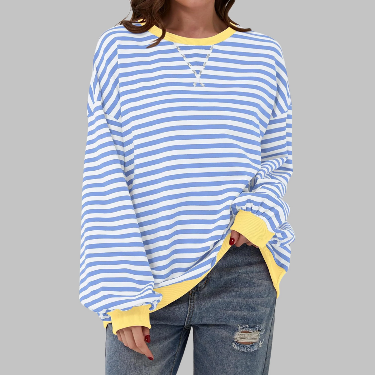Striped Round Neck Sweatshirt