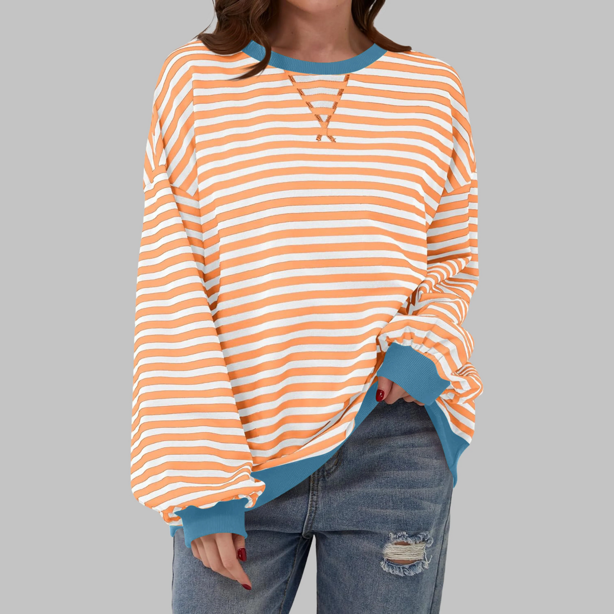 Striped Round Neck Sweatshirt