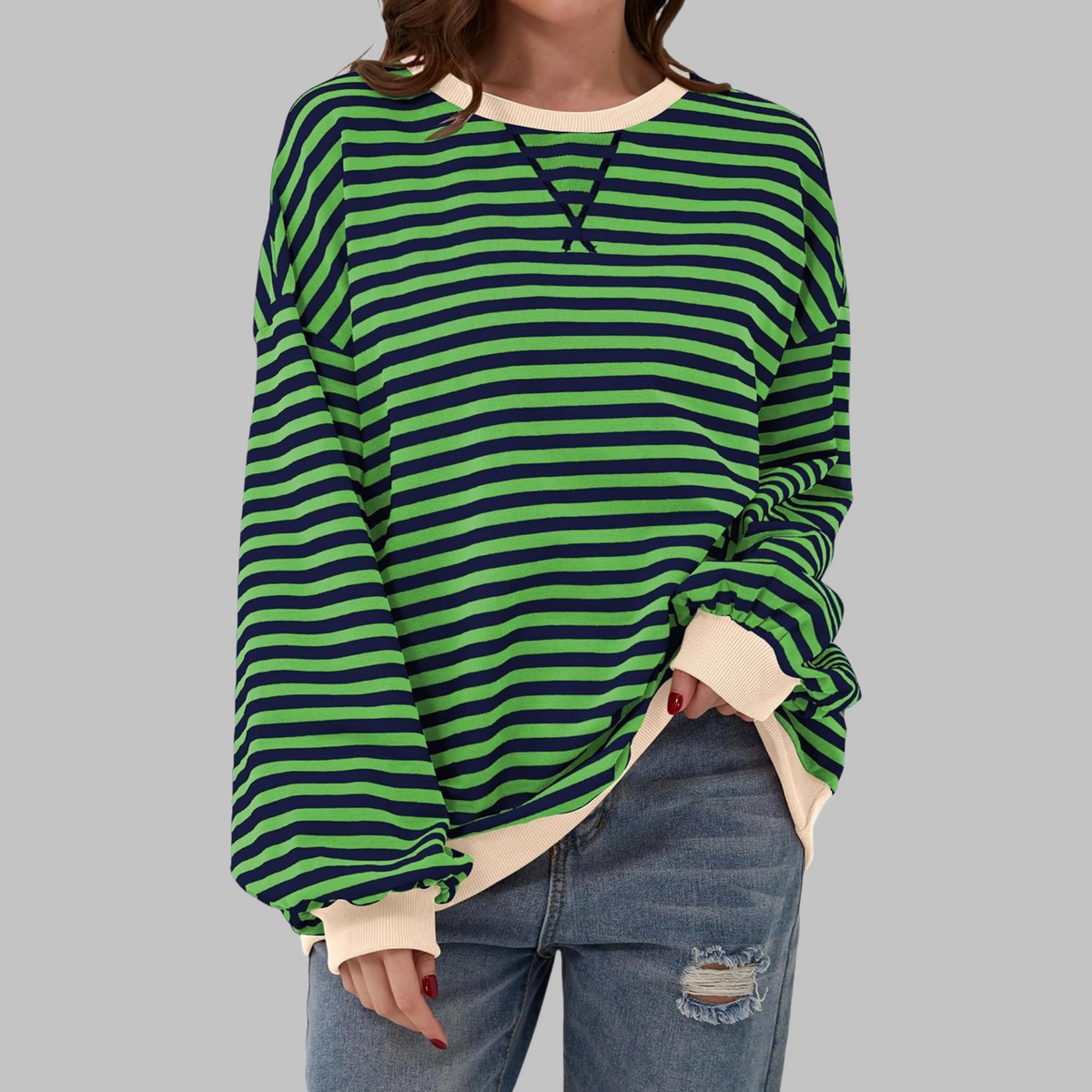 Striped Round Neck Sweatshirt