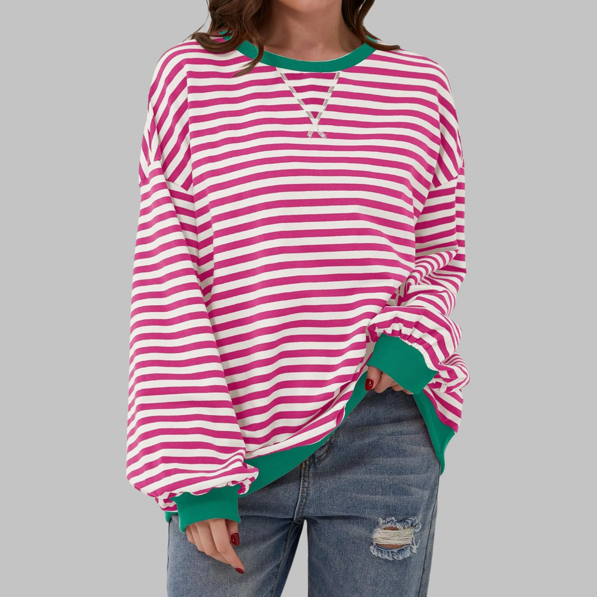 Striped Round Neck Sweatshirt
