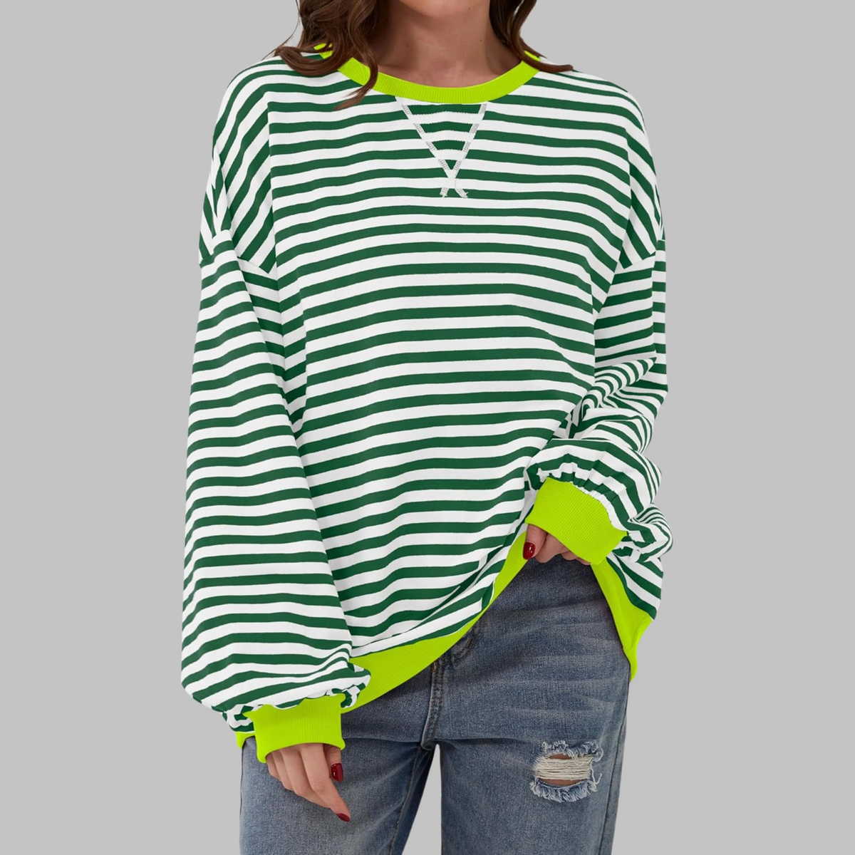 Striped Round Neck Sweatshirt