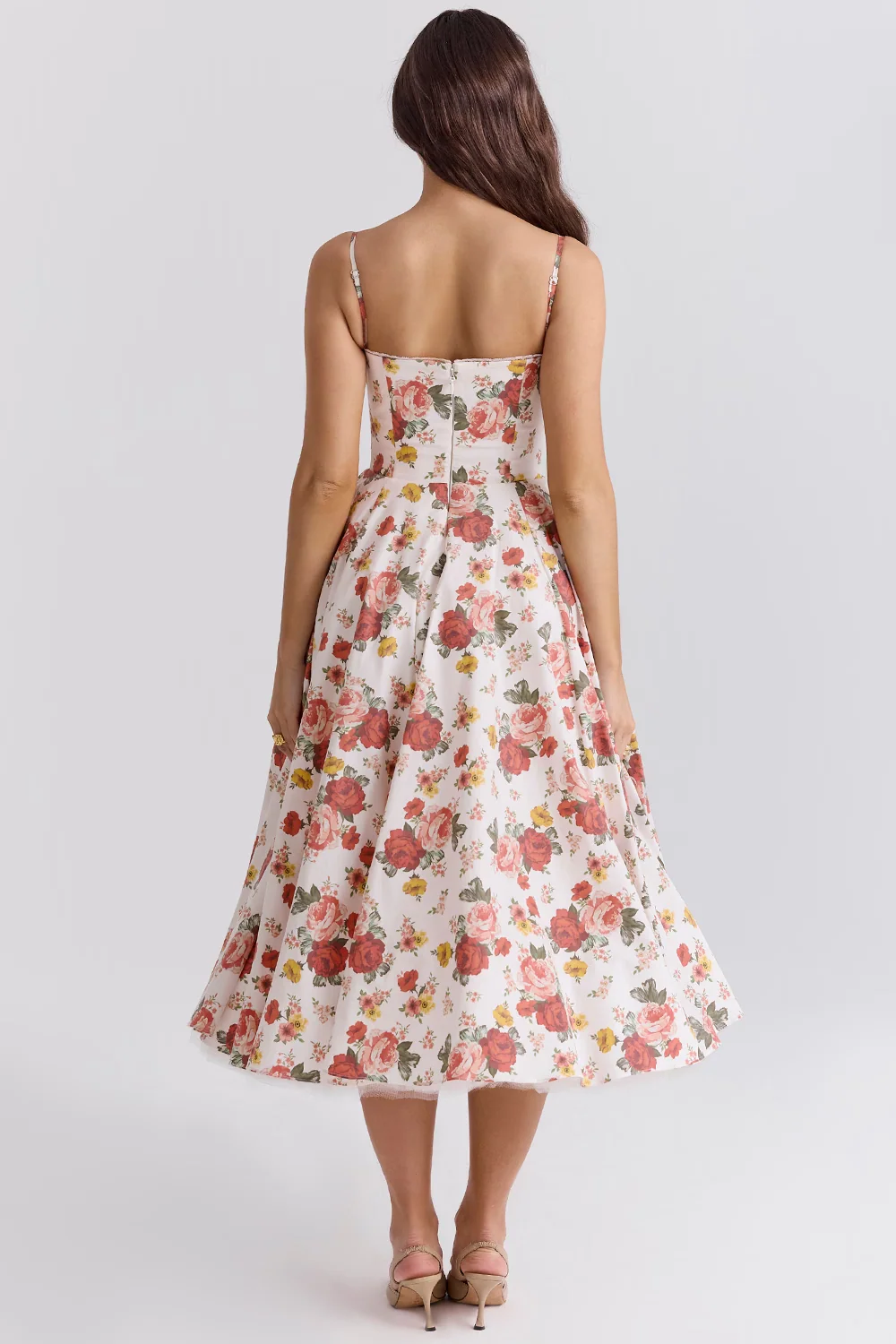 Elegant Royale Dress Boned Corset Midi Sweetheart Neckline