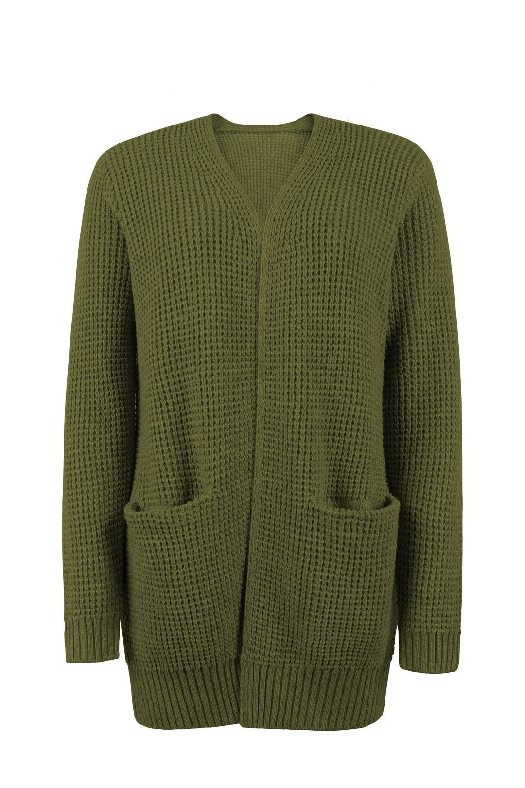 Women's Open Front Knit Cardigan Waffle-Knit Breathable