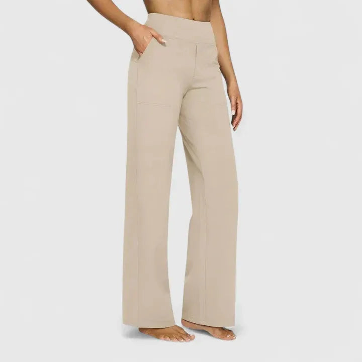 Elegant Straight-Leg Trousers Elastic Waistband