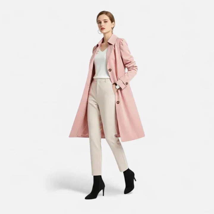 Single-Breasted Long Trench Coat