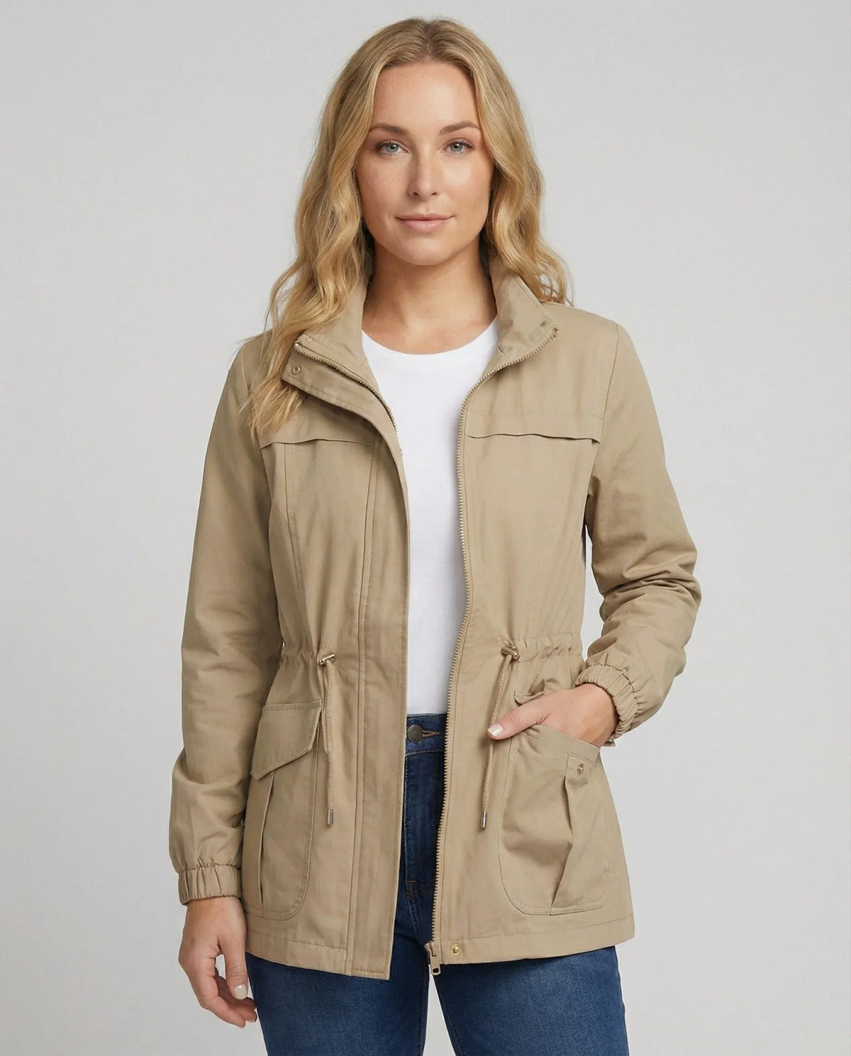 Drawstring Waist Utility Jacket