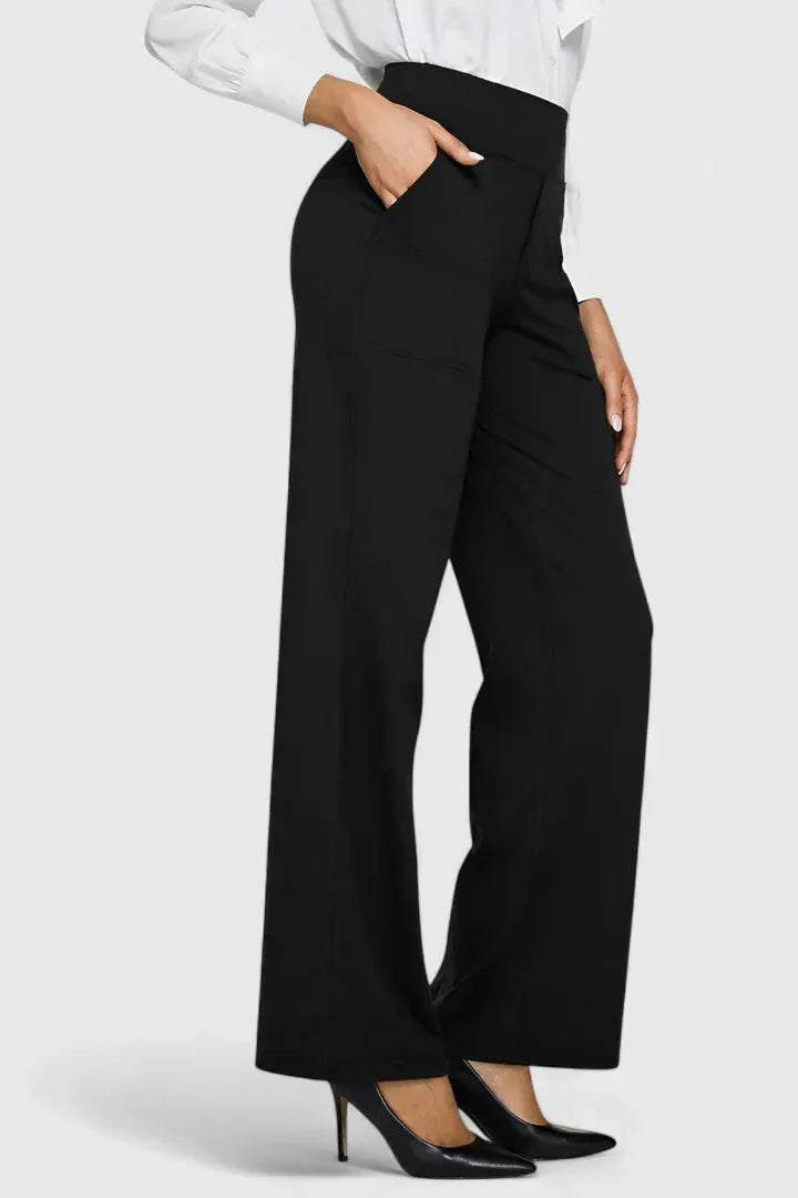 Elegant Straight-Leg Trousers Elastic Waistband