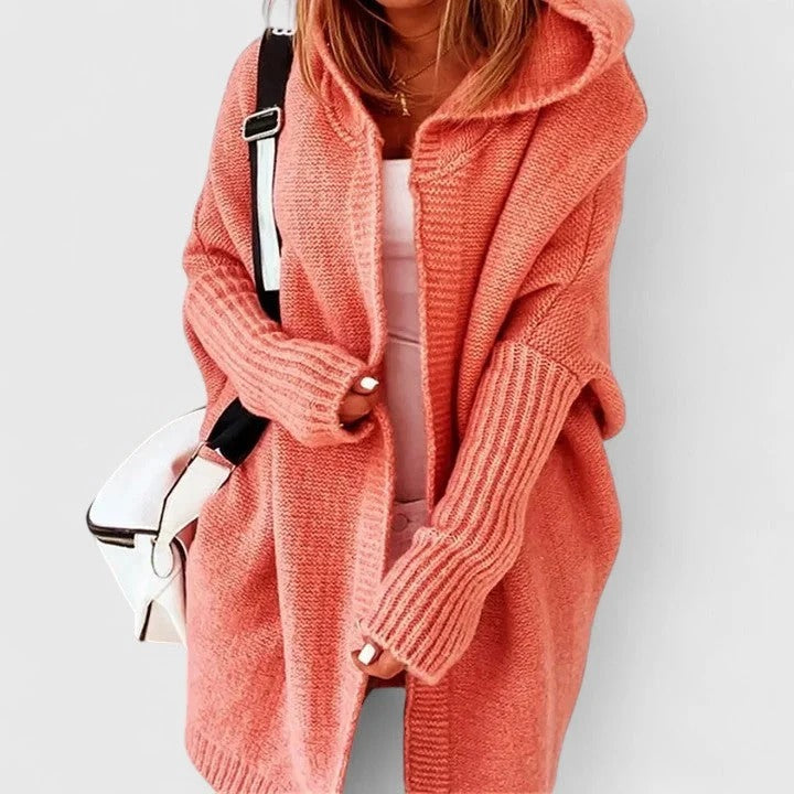 Rosalynne Oversized Cardigan Large Hood Knee-Length