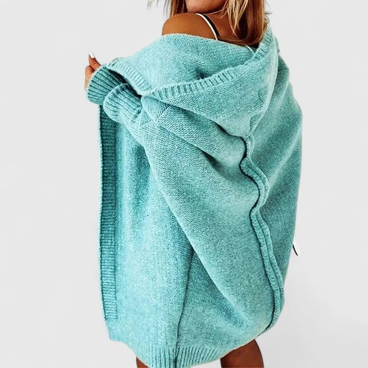 Rosalynne Oversized Cardigan Large Hood Knee-Length