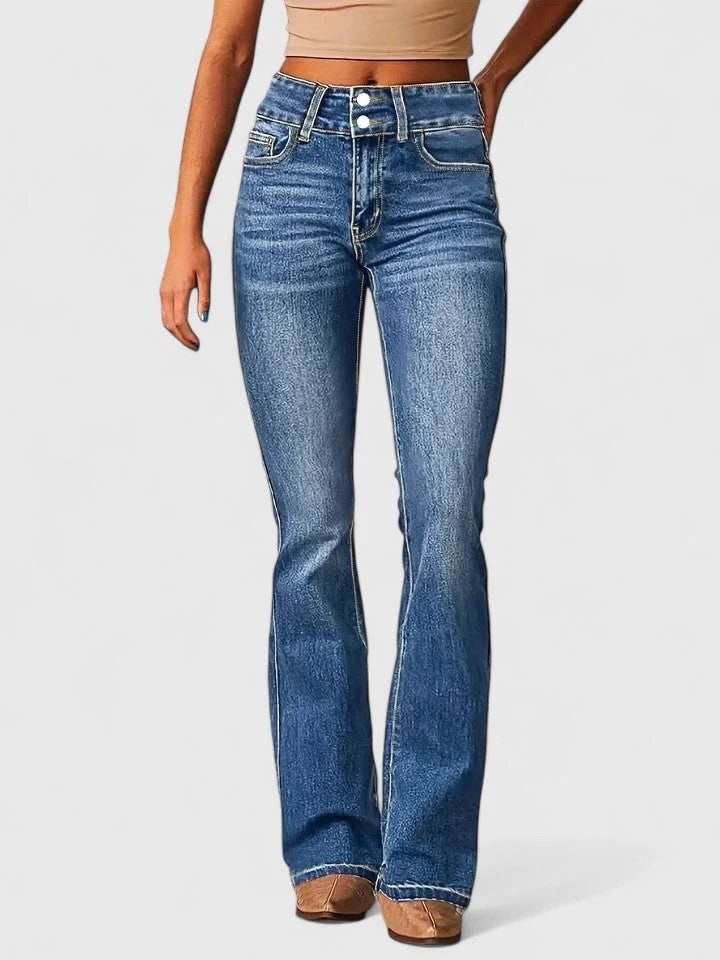 Sophisticated Flared Trousers Fitted Hip Flared Leg