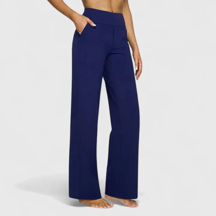 Elegant Straight-Leg Trousers Elastic Waistband