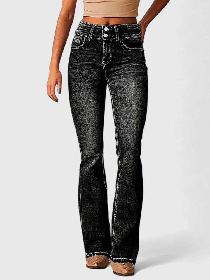 Sophisticated Flared Trousers Fitted Hip Flared Leg