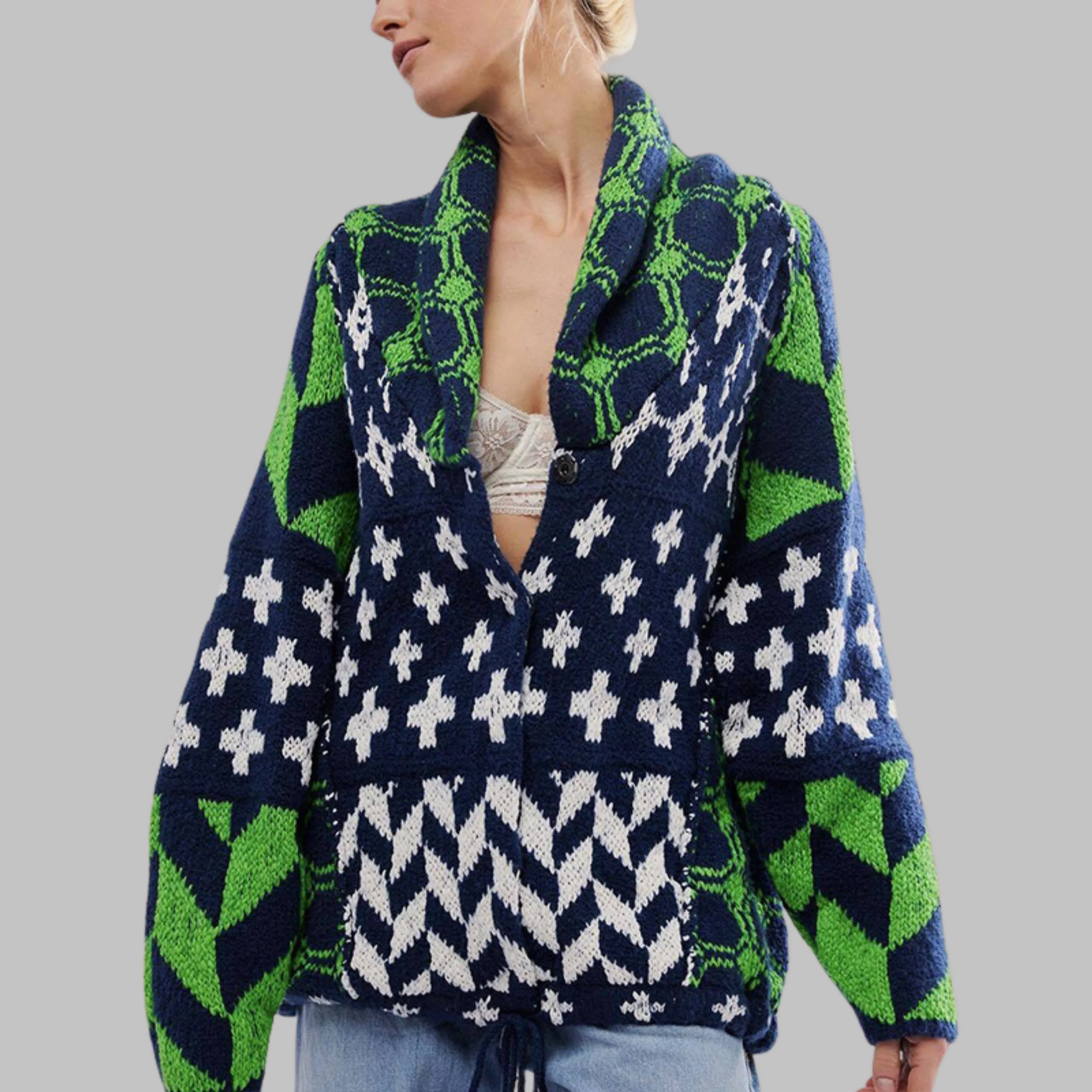 Evangelia Elegant Cardigan Button-Down Oversized Fit