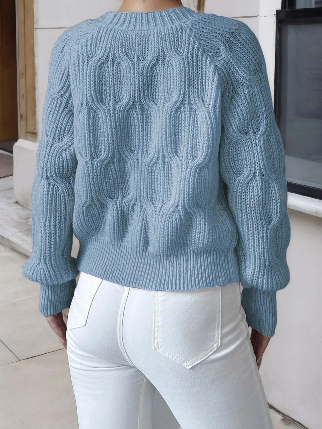 Women's Soft Bow-Detail Long Sleeve Cardigan Cable-Knit