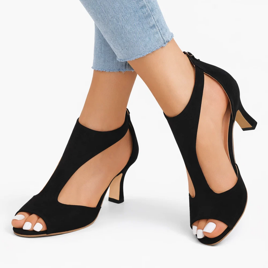 Women's Cut-Out Heeled Sandals - Wearable Event Height
