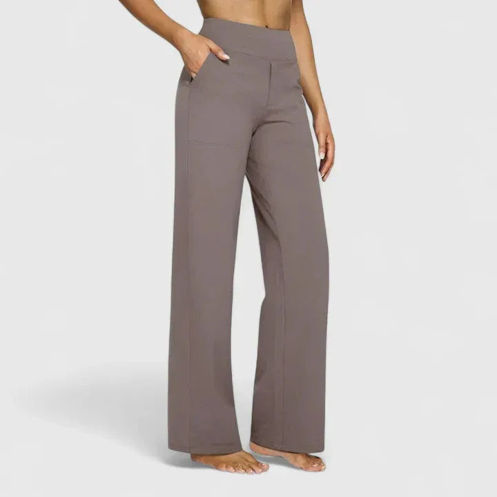 Elegant Straight-Leg Trousers Elastic Waistband