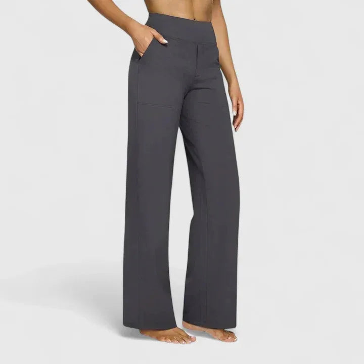 Elegant Straight-Leg Trousers Elastic Waistband