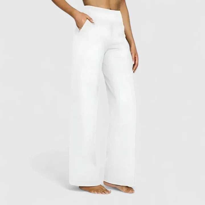 Elegant Straight-Leg Trousers Elastic Waistband