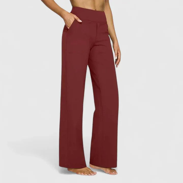 Elegant Straight-Leg Trousers Elastic Waistband