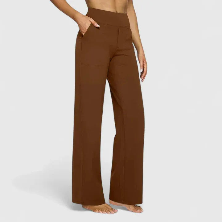 Elegant Straight-Leg Trousers Elastic Waistband