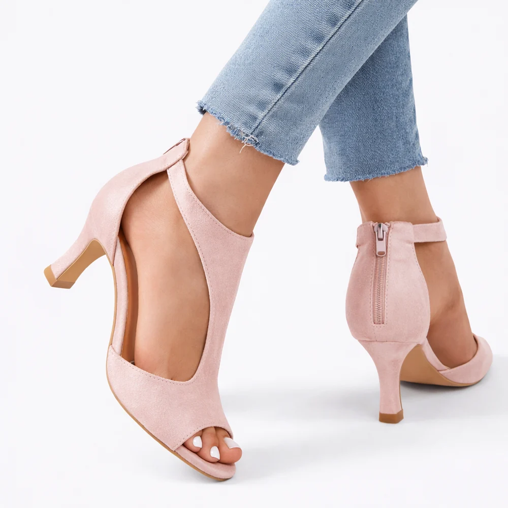Women's Cut-Out Heeled Sandals - Wearable Event Height