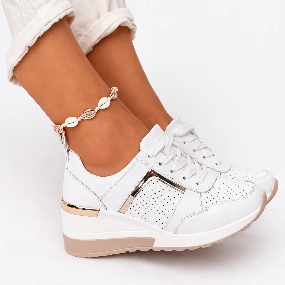 Women's Lace-Up Walking Trainers - Cushioned Everyday Comfort