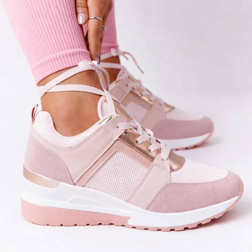 Women's Lace-Up Walking Trainers - Cushioned Everyday Comfort