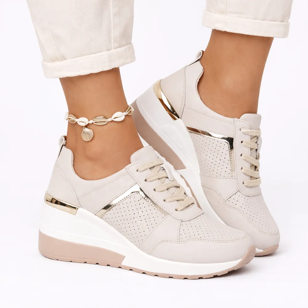 Women's Lace-Up Walking Trainers - Cushioned Everyday Comfort