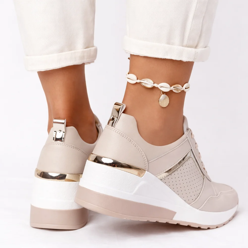 Women's Lace-Up Walking Trainers - Cushioned Everyday Comfort