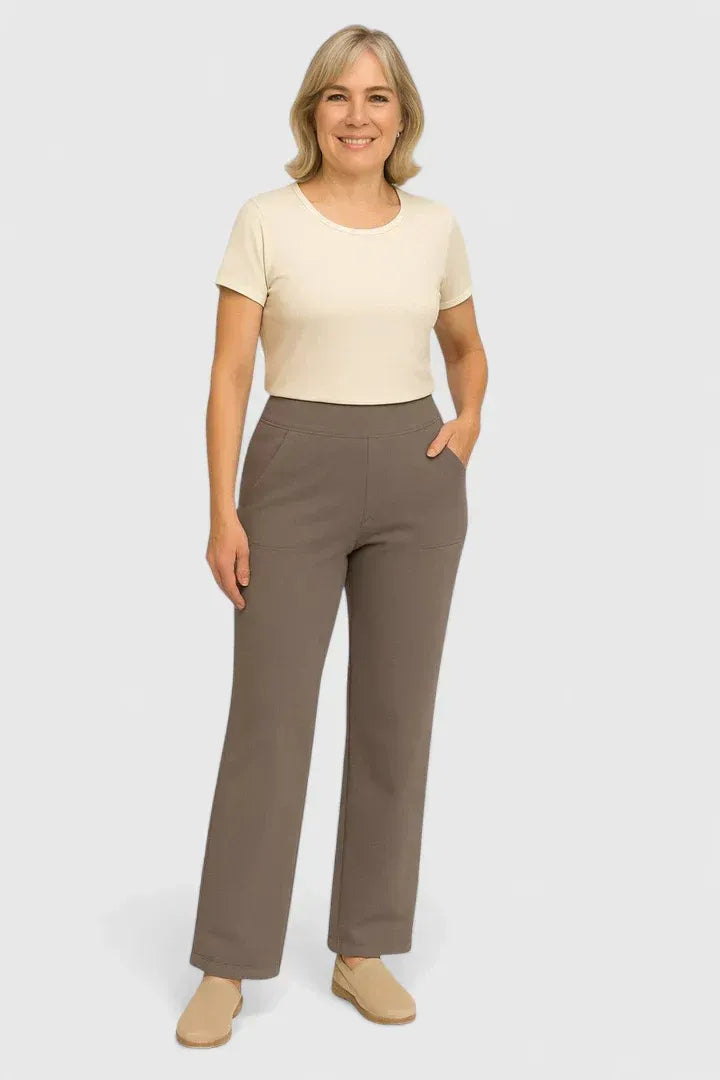 Elegant Straight-Leg Trousers Elastic Waistband