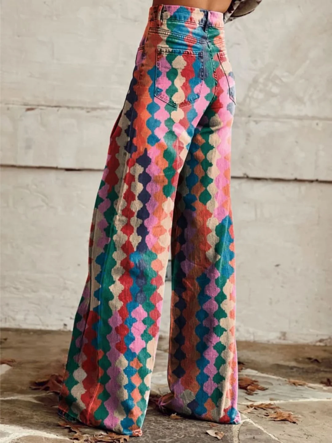 Vintage Print Wide-Leg Trousers - Statement Pattern Fit