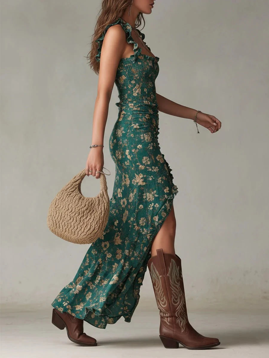 Green Floral Maxi Dress