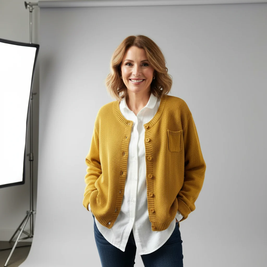 Women's Cozy Knit Cardigan Button Front Soft Touch